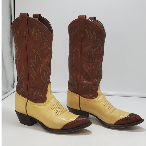 Tony Lama Vintage CY6305 Lizard Wingtip Cowboy Boots Women 6.5B - Picture 2 of 8